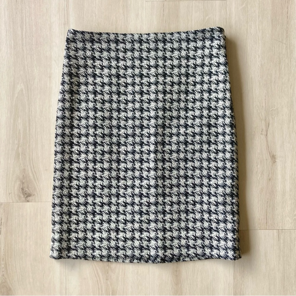 MM LaFleur Houndstooth Pencil Skirt Black Cream Ivory size 0P